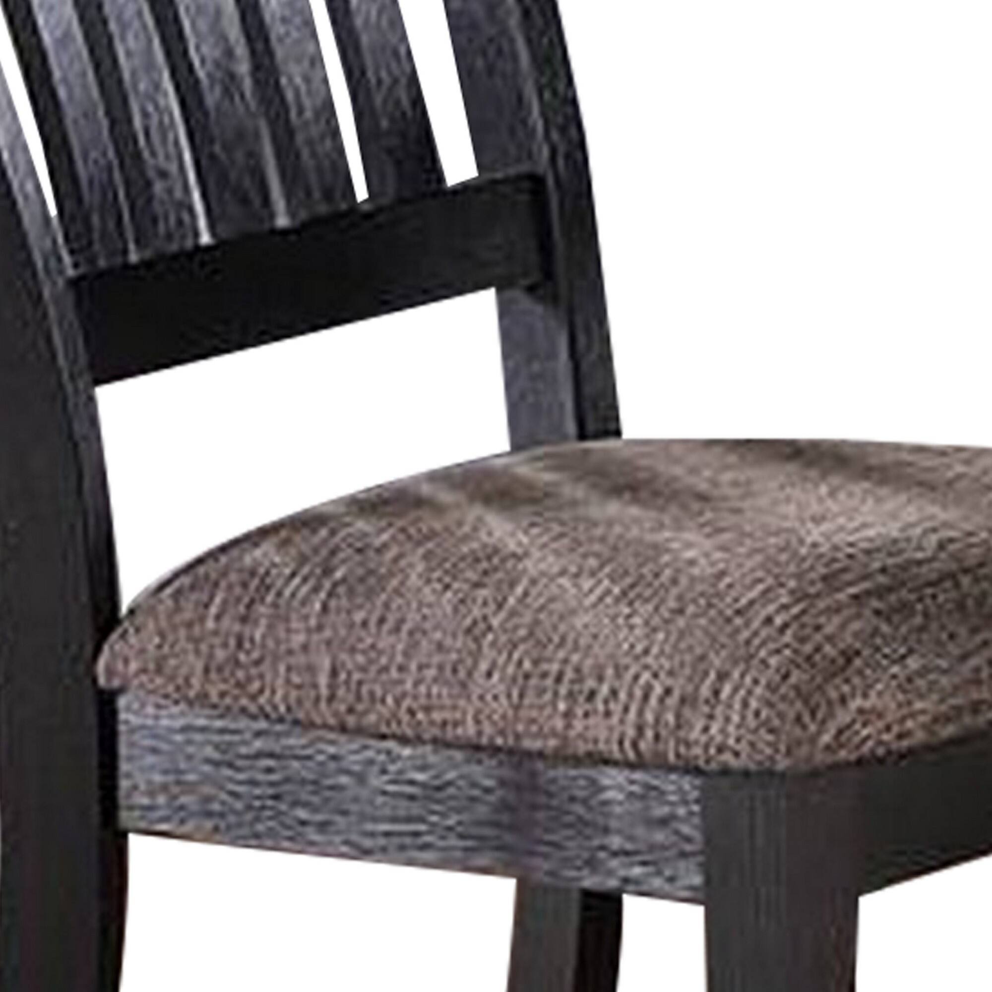 Alt View 2. Manhattan Lane - 23 Inch Wood Dining Chair, Set of 2, Slatted Back, Cushioned Seat - Gray, Black.