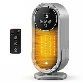 SereneLife - Portable Wi-Fi Space Heater, PTC Ceramic Heater with Thermostat, Remote, 4 Modes & 12-Hour Timer - Black