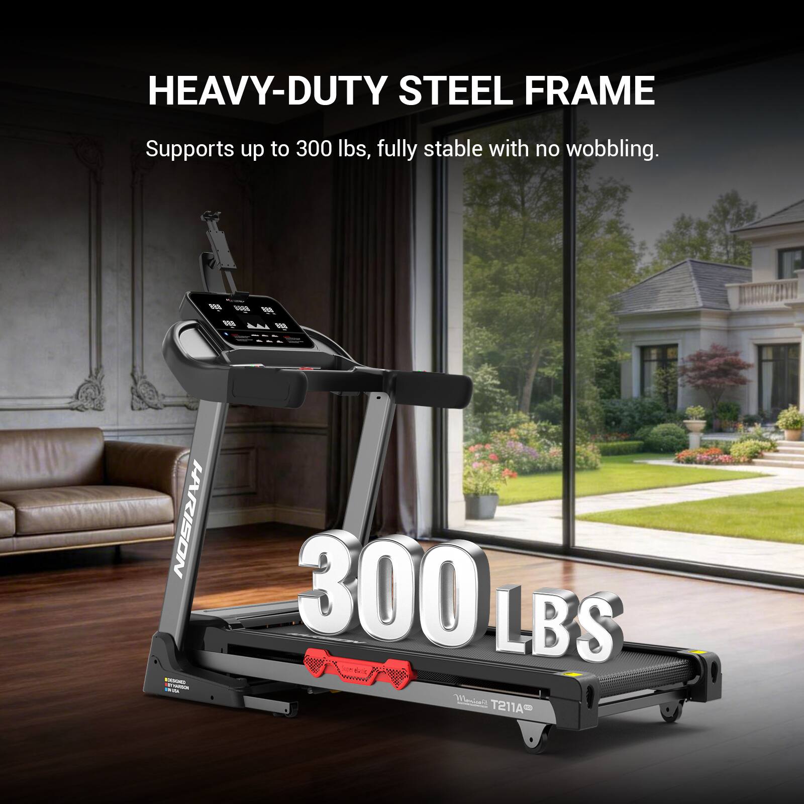 HEAVY-DUTY STEEL FRAME Supports up to 300 lbs, fully stable with no wobbling.