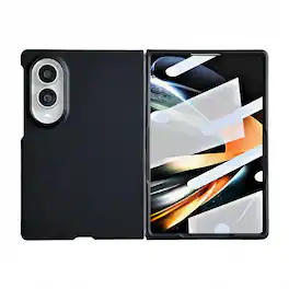 Dteck - for Samsung Galaxy Z Fold8 Rugged Slim Case with Built-in Tempered Glass Protector,Skin-Friendly Shockproof PC Cover - Black