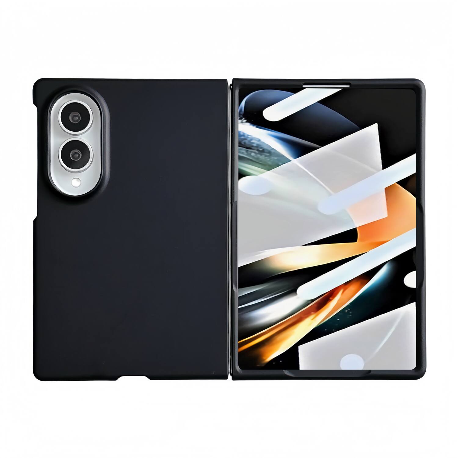 Dteck - for Samsung Galaxy Z Fold8 Rugged Slim Case with Built-in Tempered Glass Protector,Skin-Friendly Shockproof PC Cover - Black