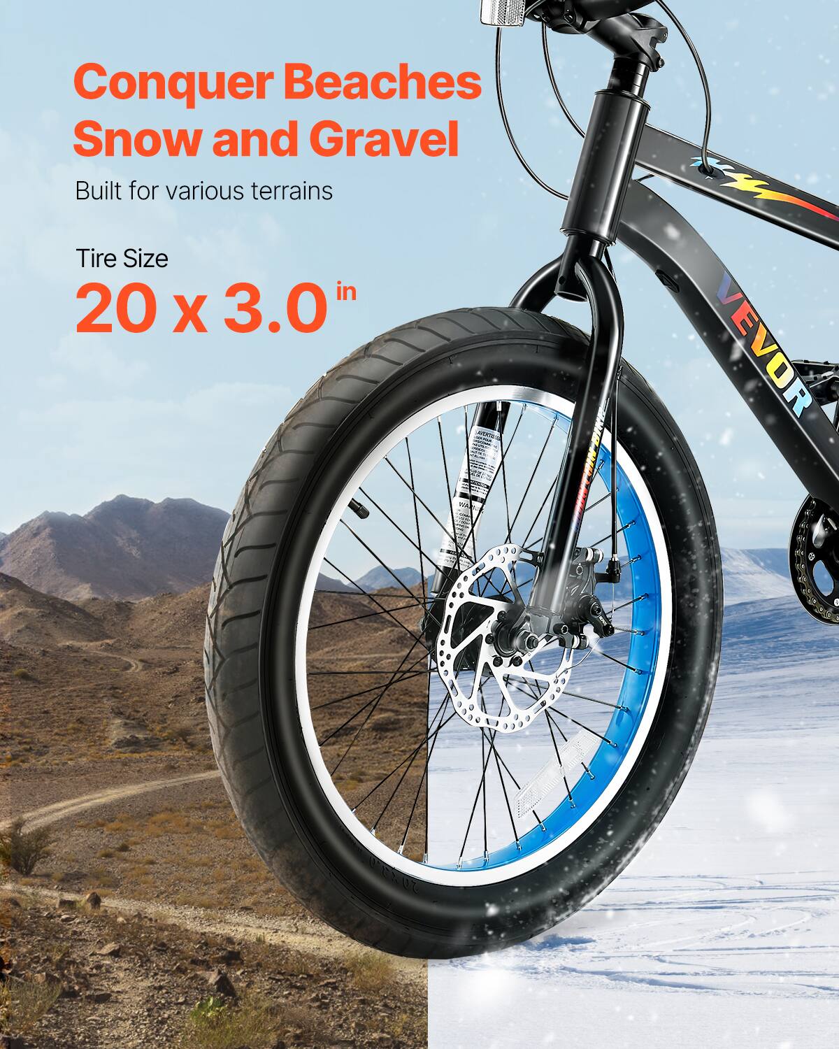 Conquer Beaches Snow and Gravel Built for various terrains Tire Size 20 x 3.0" in