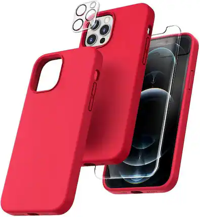 Front. Entronix - Entronix iPhone 11 Pro Protection Bundle - Liquid Silicone Case, Screen & Lens Protectors - Red.