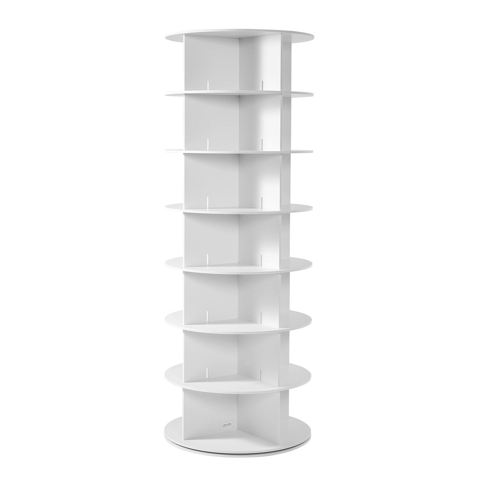 Alt View 5. VEVOR - 7 Tiers Rotating Shoe Rack Tower, 360° Spinning Shoe Rack, Revolving Storage Round Carousel Display, White - White.