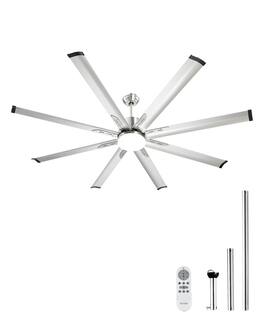 VEVOR - 72 In Ceiling Fan with Light, 6-Speed Remote Control, Dimmable 3-Color Temperature, Reversible DC Motor - Silver