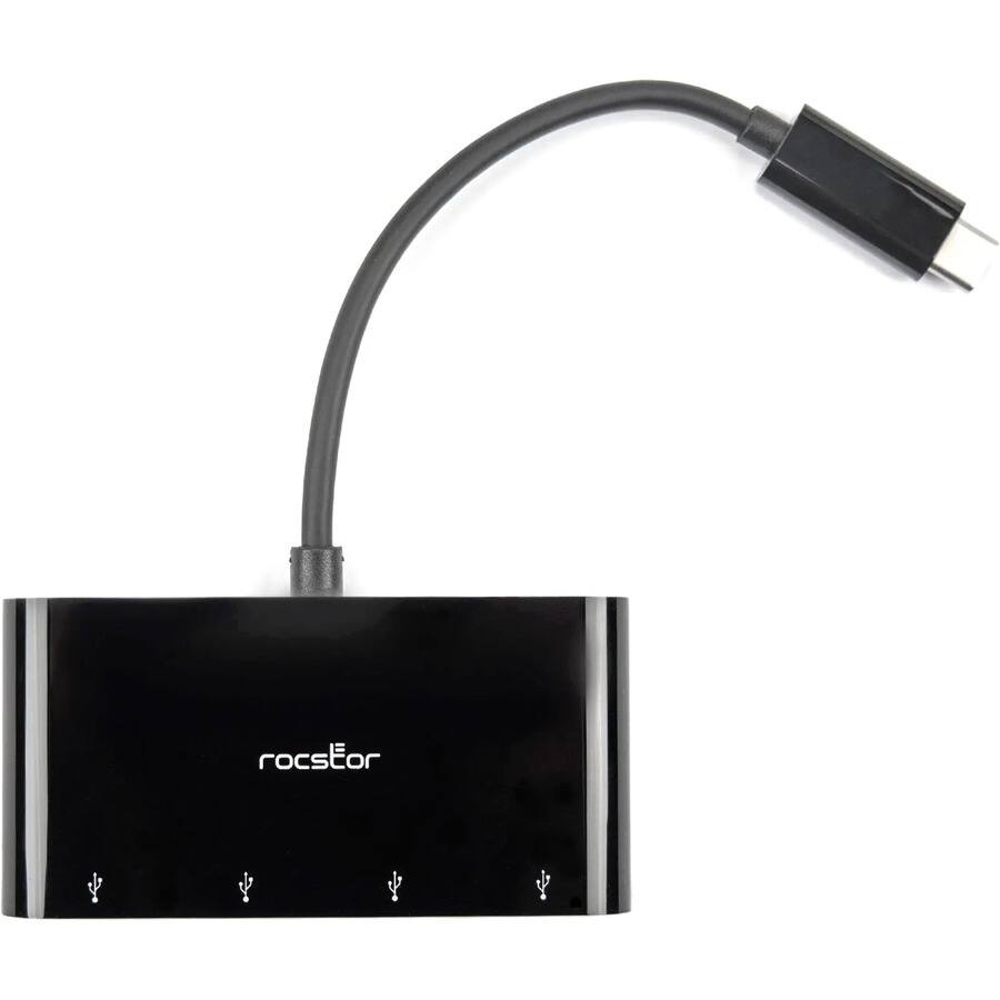 Alt View 3. Rocstor - Rocstor Premium Portable 4 Port Hub - USB-C to 4x USB-A Slim Hub - USB 3.0 Hub - Bus Powered - Black - USB C to USB - Black.