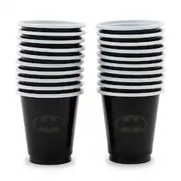 DC Universe - DC Comics Batman Logo 2-Ounce Disposable Plastic Mini Cups | Set of 20 - Black