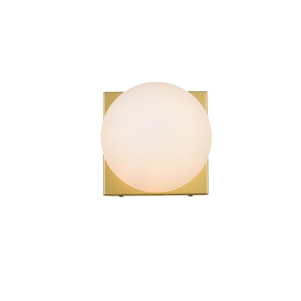 Alt View 1. Living District - Jaylin 1 light Brass and frosted white Bath Sconce - Brass And Frosted White.