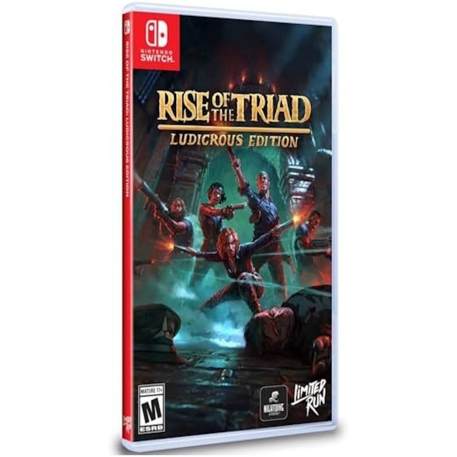 NINTENDO SWITCH  
RISE OF THE TRIAD  
LUDICROUS EDITION  
MATURE 17+  
ESRB  
LIMITER RUN  
MIGATONE - M (Mature 17+)
