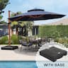 PURPLE LEAF - 13 ft. Patio Octagon Outdoor Large Cantilever Umbrella Windproof Offset Heavy Duty Sun Umbrella with Base for Garden - Navy Blue