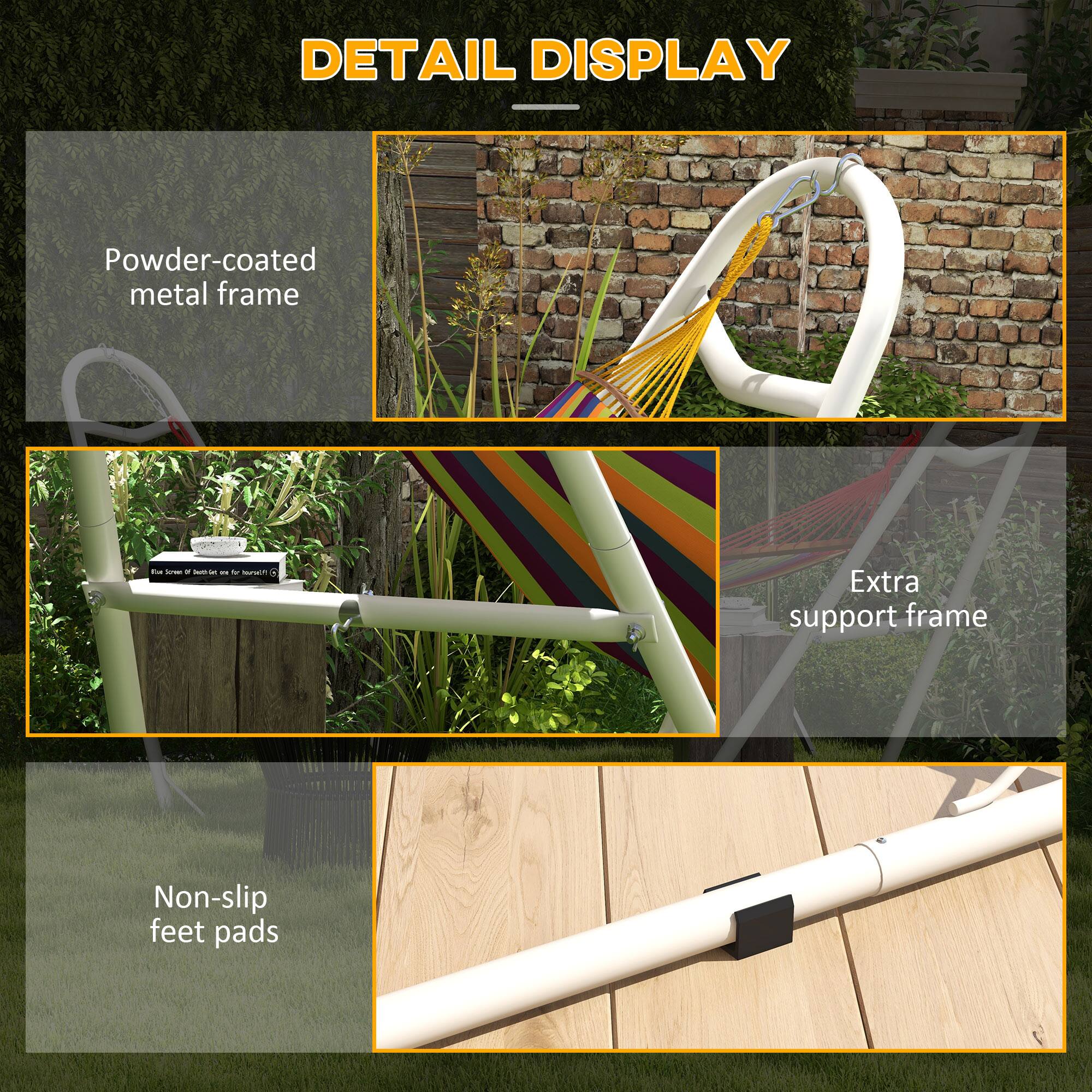 DETAIL DISPLAY
Powder-coated metal frame
Extra support frame
Non-slip feet pads