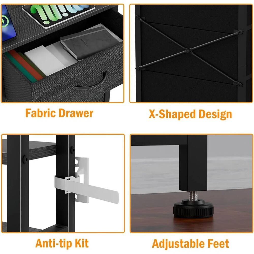 Fabric Drawer  
X-Shaped Design  
Anti-tip Kit  
Adjustable Feet