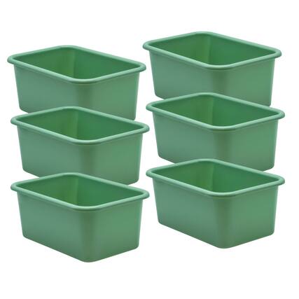 Front. Teacher Created Resources - Teacher Created Resources Eucalyptus Green Small Plastic Storage Bin, Pack of 6.