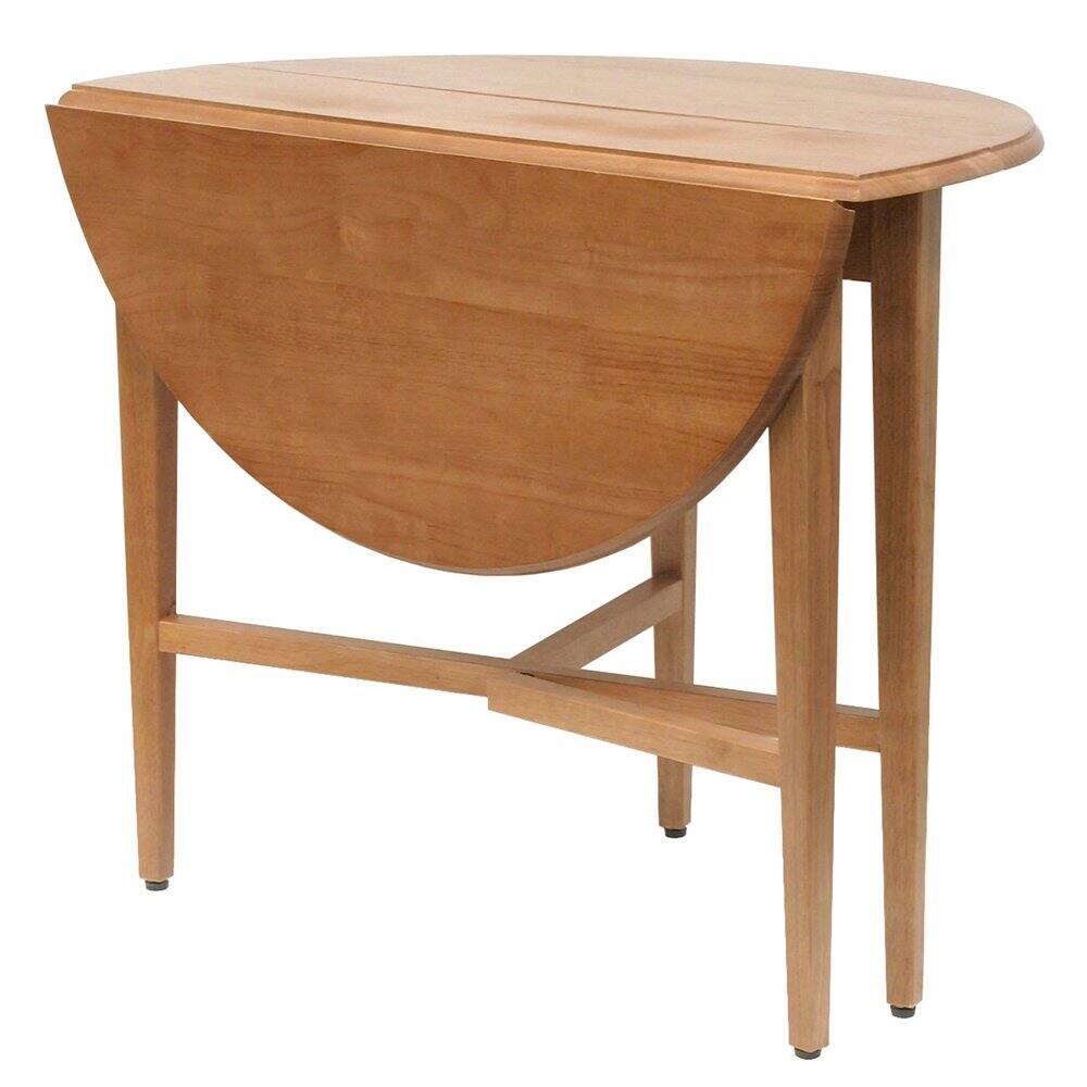 Angle. FurniFact - Light Oak Folding Dining Table – Drop Leaf Small Round Table for Dining - Light Oak.