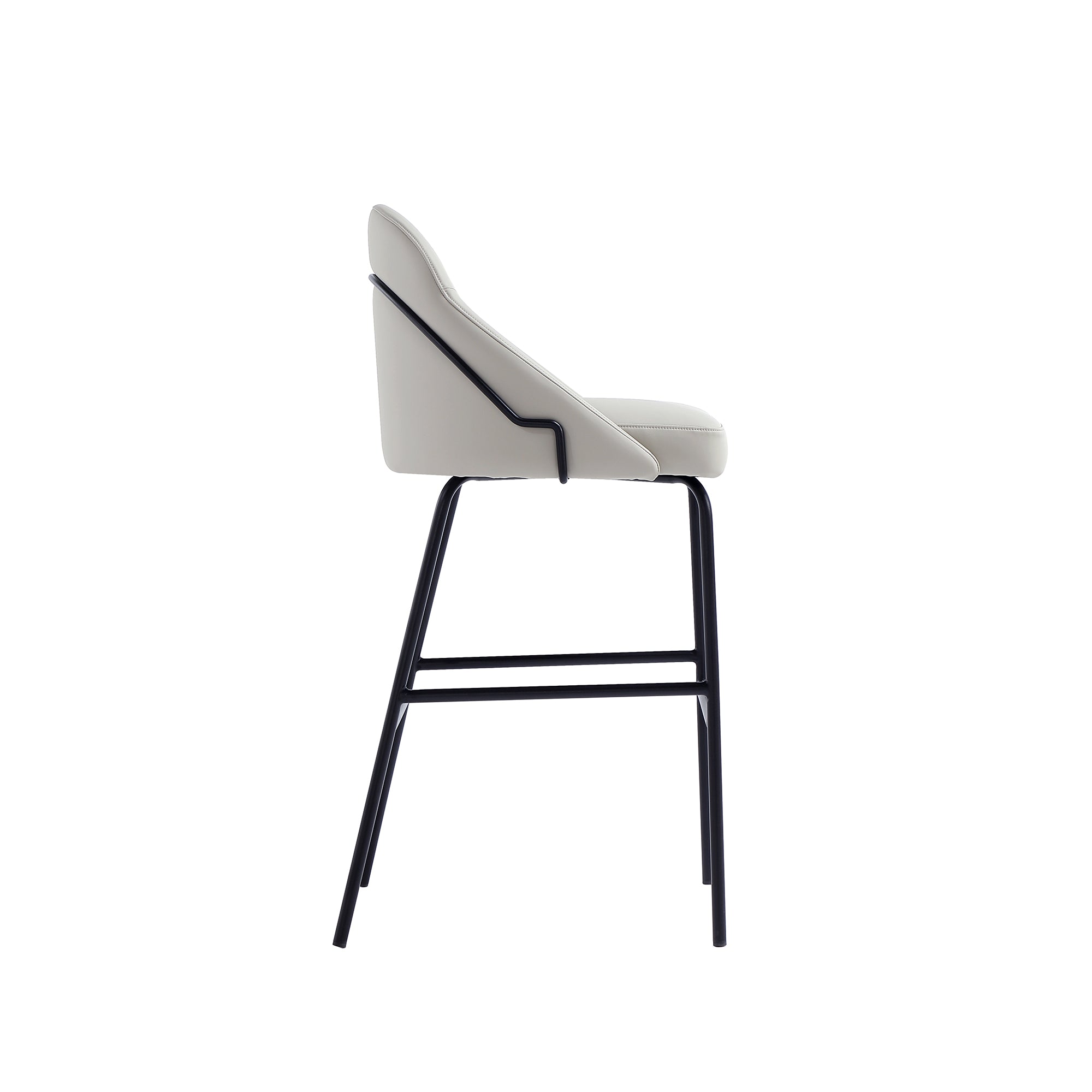 Alt View 3. Manhattan Comfort - Gracie Modern Metal Upholstered Barstool - Stone Gray and Black.