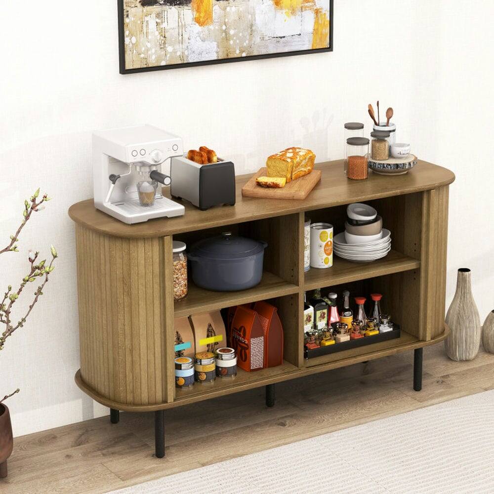 Alt View 4. Pefilos - 47 Inch Sideboard Buffet Cabinet, Cabinet with Adjustable Shelves for Indoor as Kitchen, Dining Room, Living Room - Brown.