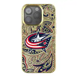 Keyscaper - NHL - Columbus Blue Jackets Paisley Bling iPhone Case - 14 - Gold