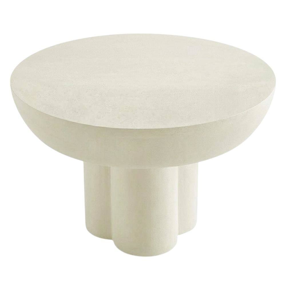 Front. FurniFact - Concrete Coffee Table with Durable Round Top and Modern Design - White.