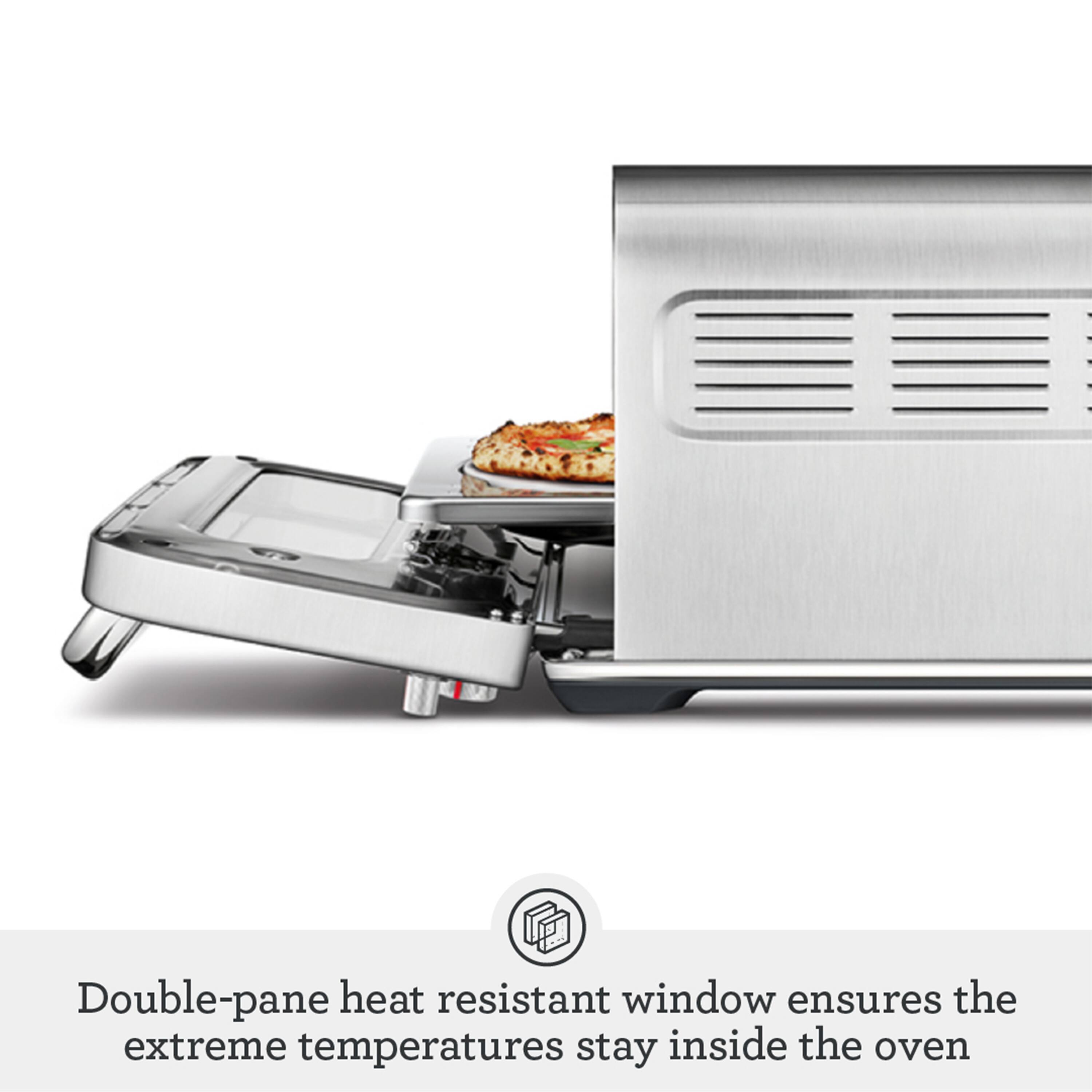 Double-pane heat resistant window ensures the extreme temperatures stay inside the oven