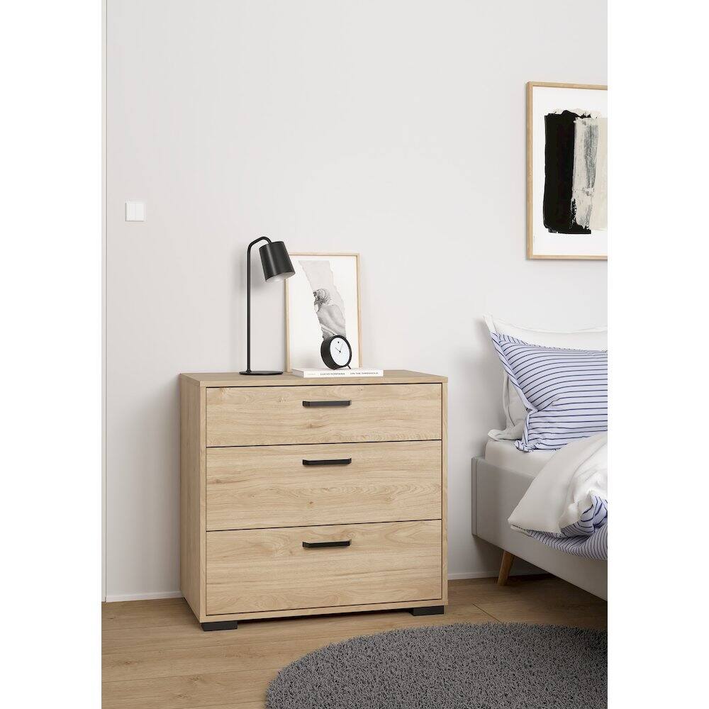 Alt View 6. Tvilum - Sofia 3 Drawer Chest, Jackson Hickory - Brown.