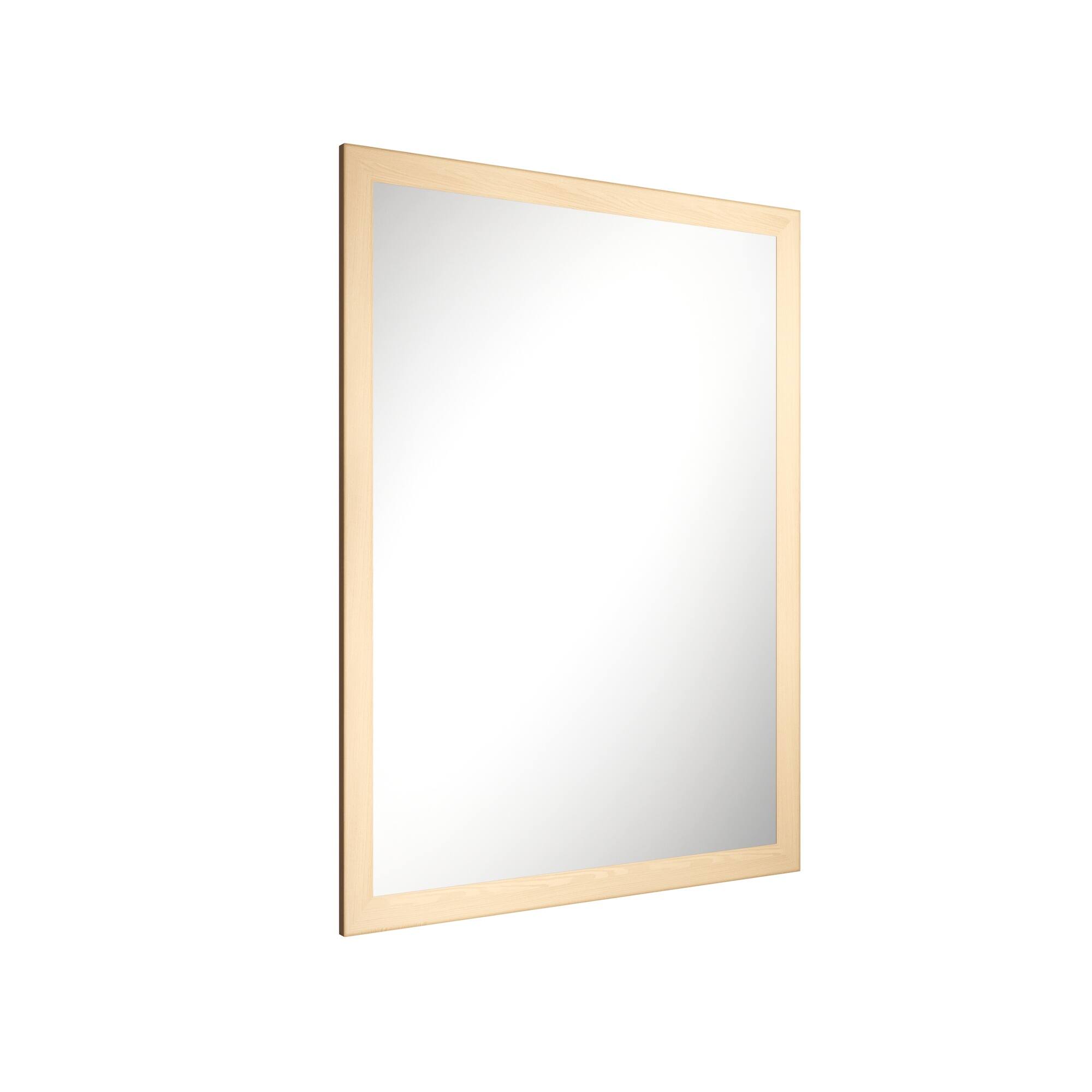 Alt View 2. Boyel Living - 48 in W x 36 in L Dark Wood Grain Rectangular Slanted Edge Aluminum Framed Wall Bathroom Vanity Mirror.