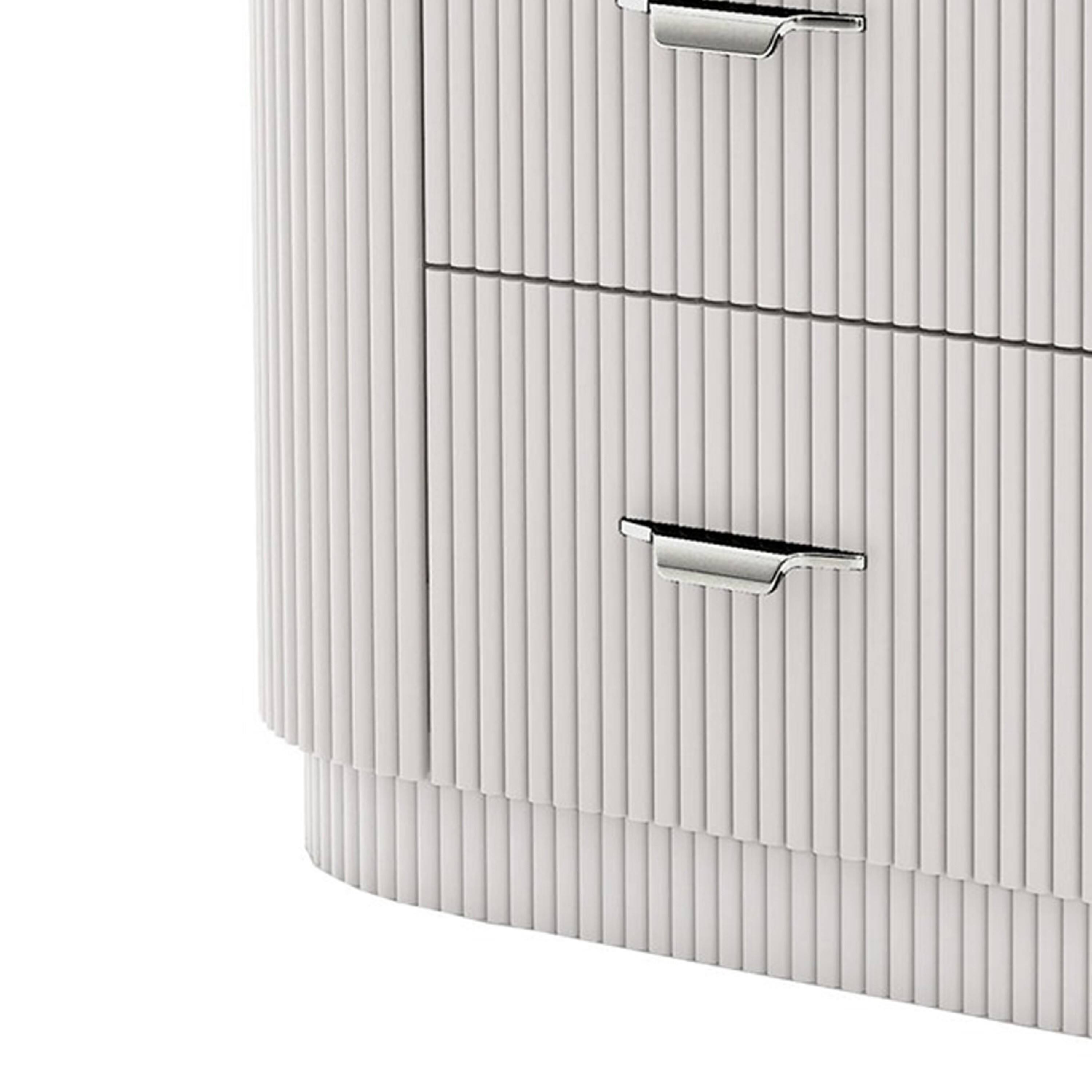 Alt View 3. Manhattan Lane - Alda Nightstand w 2 Drawers, Black Stone Top - Silver.