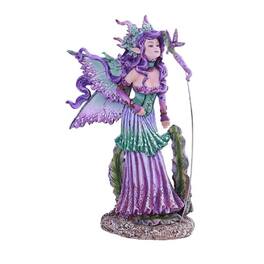 Pacific Trading - Amy Brown Pixie Gossip Enchanted Elf Fairy With Purple Nymph Dragonfly Statue 7.25 inch