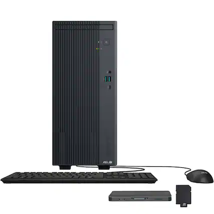 Front. ASUS - ASUS V500 Mini Tower Desktop,Intel Core i7-13620H,16GB DDR5,512GB SSD+1TB Dock, Keyboard & Mouse,Wi-Fi 6,Win 11 Pro,Gray - Gray.