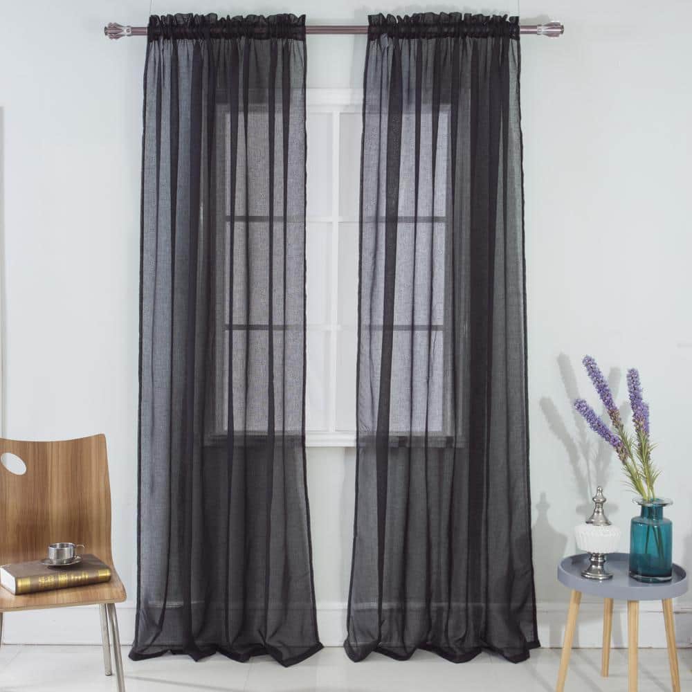 Photos - Other Decoration Rich Toys RT Designers Collection - Astro Textured Rod Pocket Curtain Panel 54" x 90" - Black PNA08806 