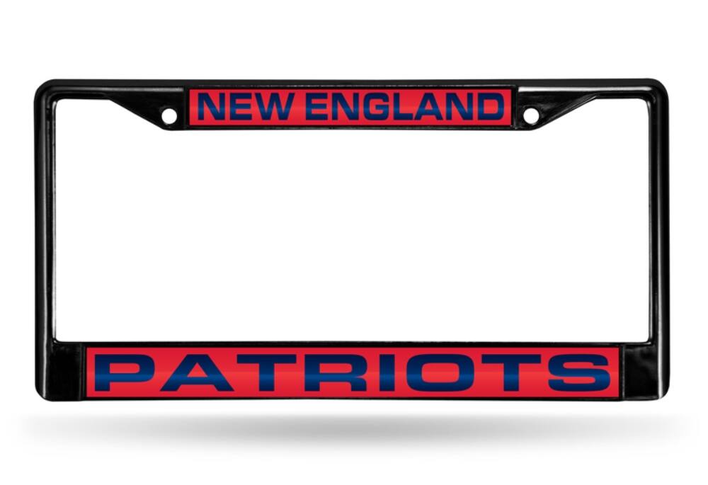 New England Football Patriots Black Metal License Plate Frame Holder