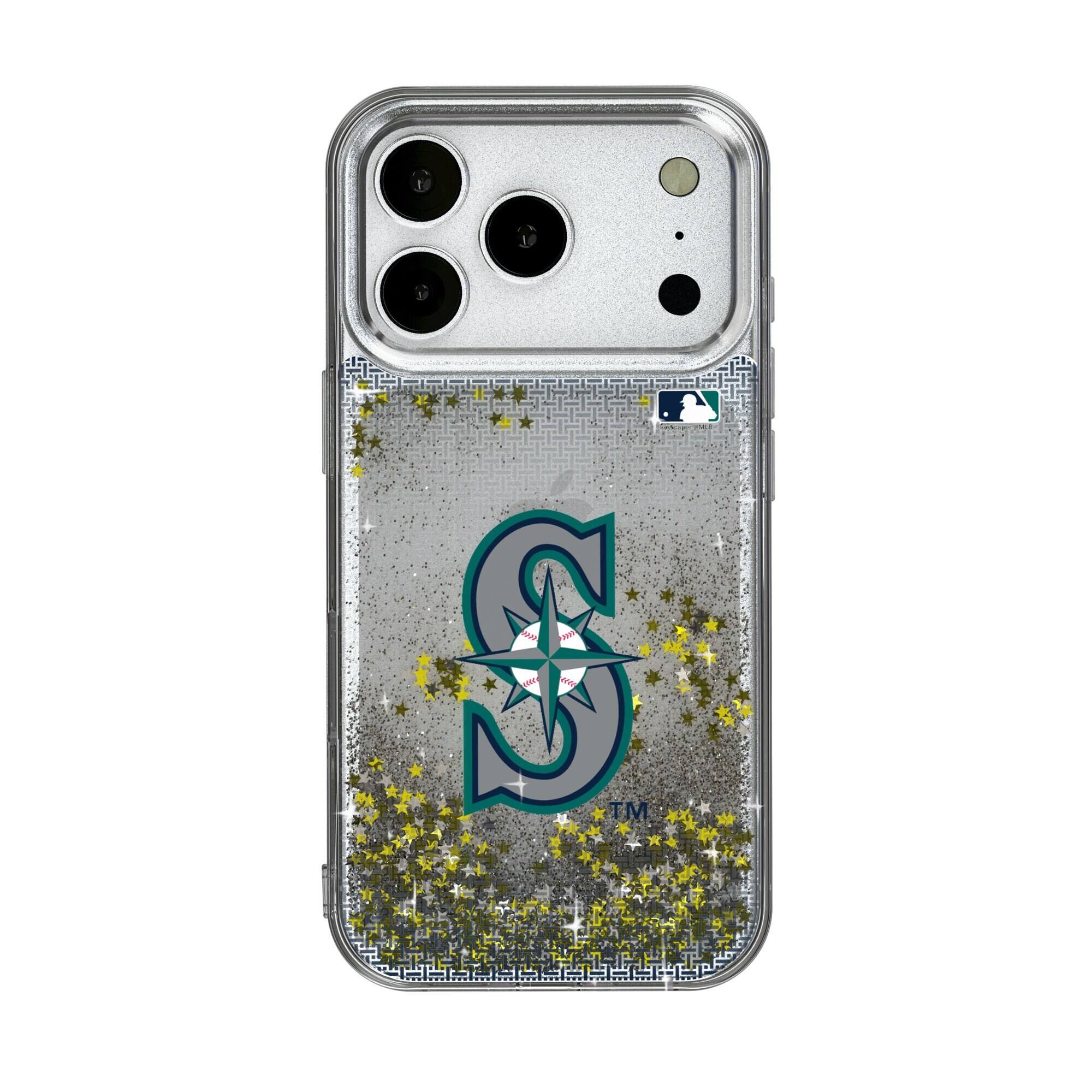 Front. Keyscaper - Seattle Mariners Linen Logo iPhone Glitter Case - 15 - Multicolor.