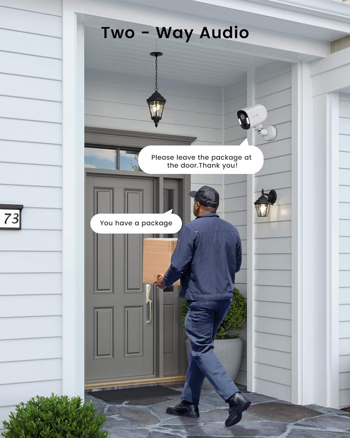 Two-Way Audio: Please leave the package at the door. Thank you!