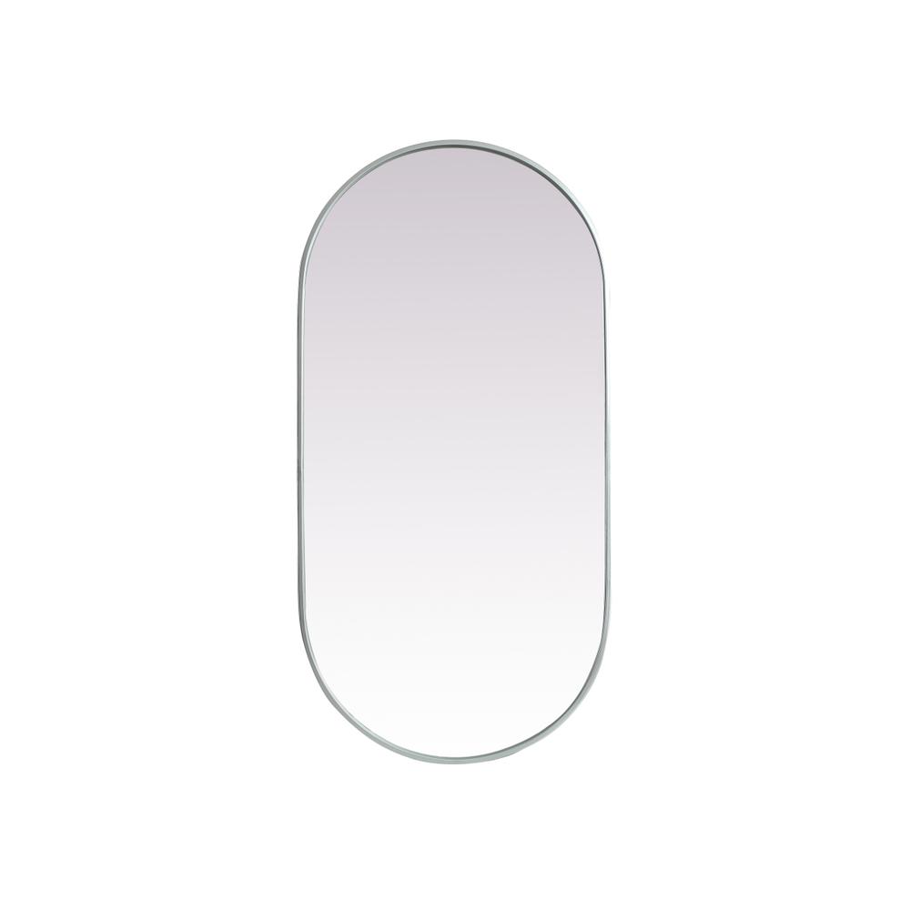 Alt View 7. Elegant Decor - Metal Frame Oval Mirror 24x48 Inch in Silver - Silver.