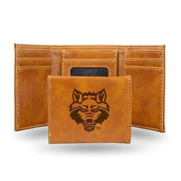 Rico Industries - Arkansas State Red Wolves Laser Engraved Brown Trifold Wallet - Multi