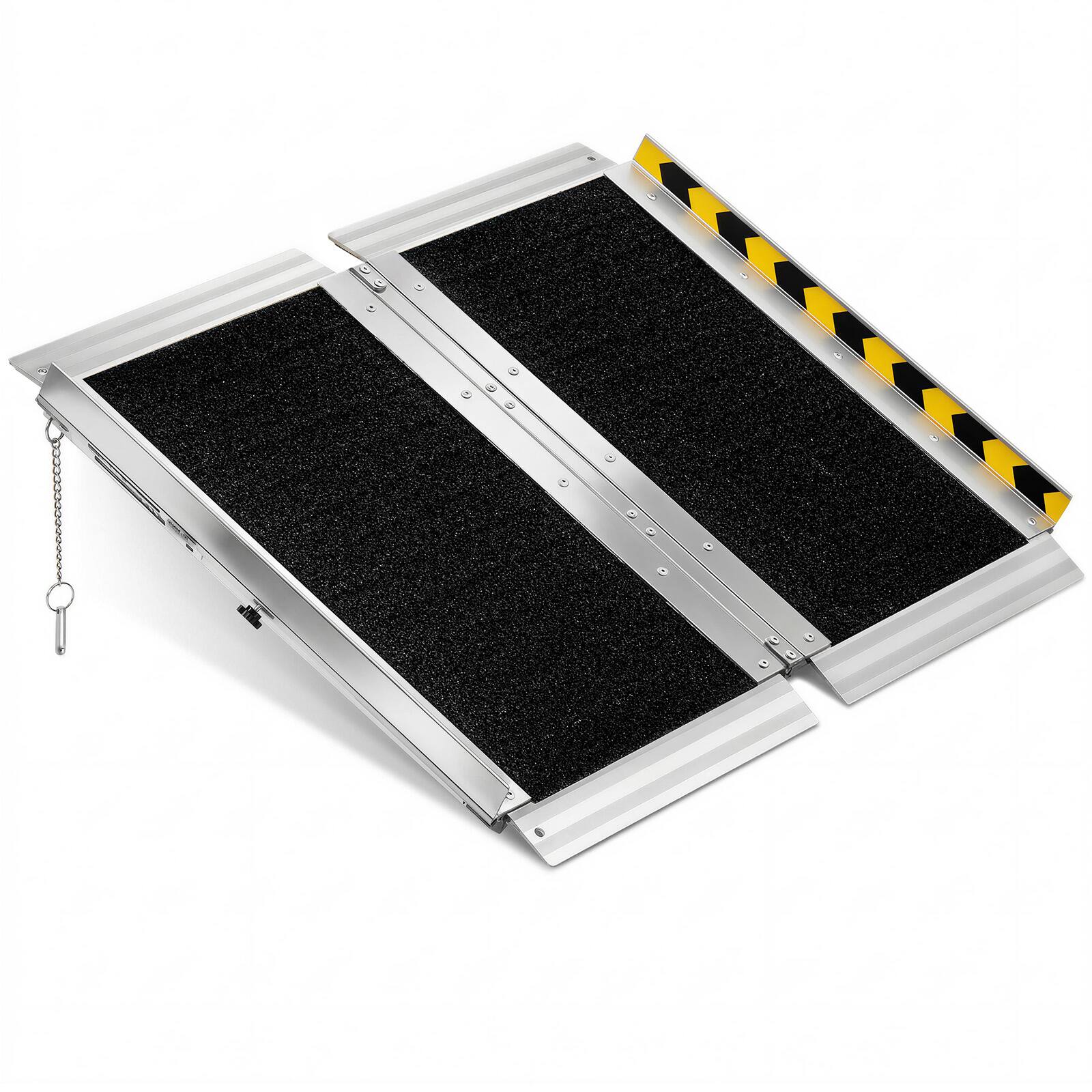 Alt View 5. VEVOR - Portable Wheelchair Ramp, 2FT, Non-Slip Aluminum Folding Handicap Ramp for Wheelchair, 800 lbs Capacity - Silver;Black.