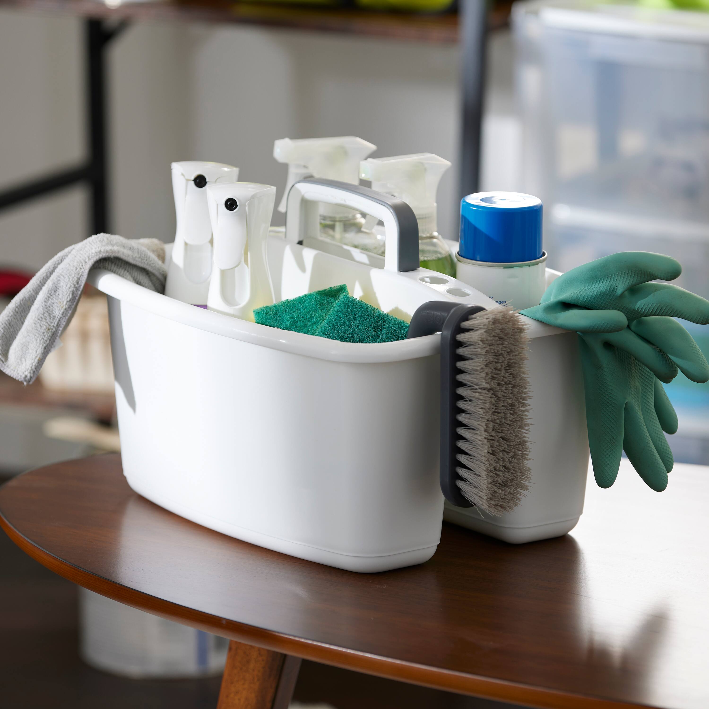 Alt View 8. Gracious Living - Gracious Living Large Divided Storage Tote Cleaning Caddy w/Handle, White (6 Pk) - White.