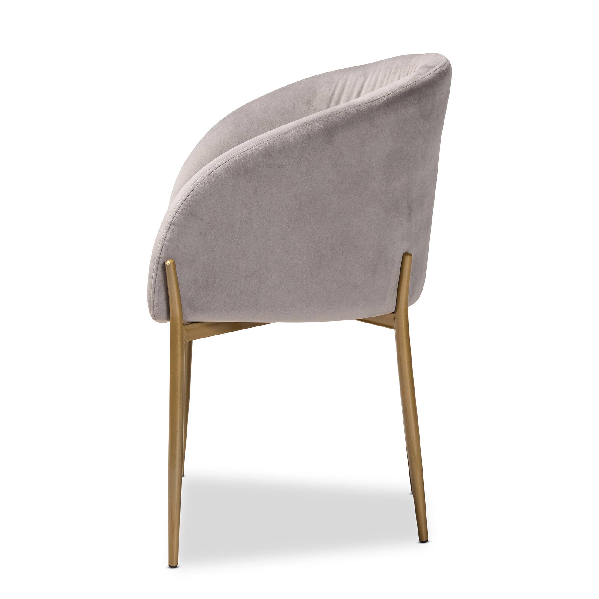 Left. Baxton Studio - Ballard Modern Luxe and Glam Velvet Fabric Upholstered and Gold Finished Metal Dining Chair - Grey/Gold.