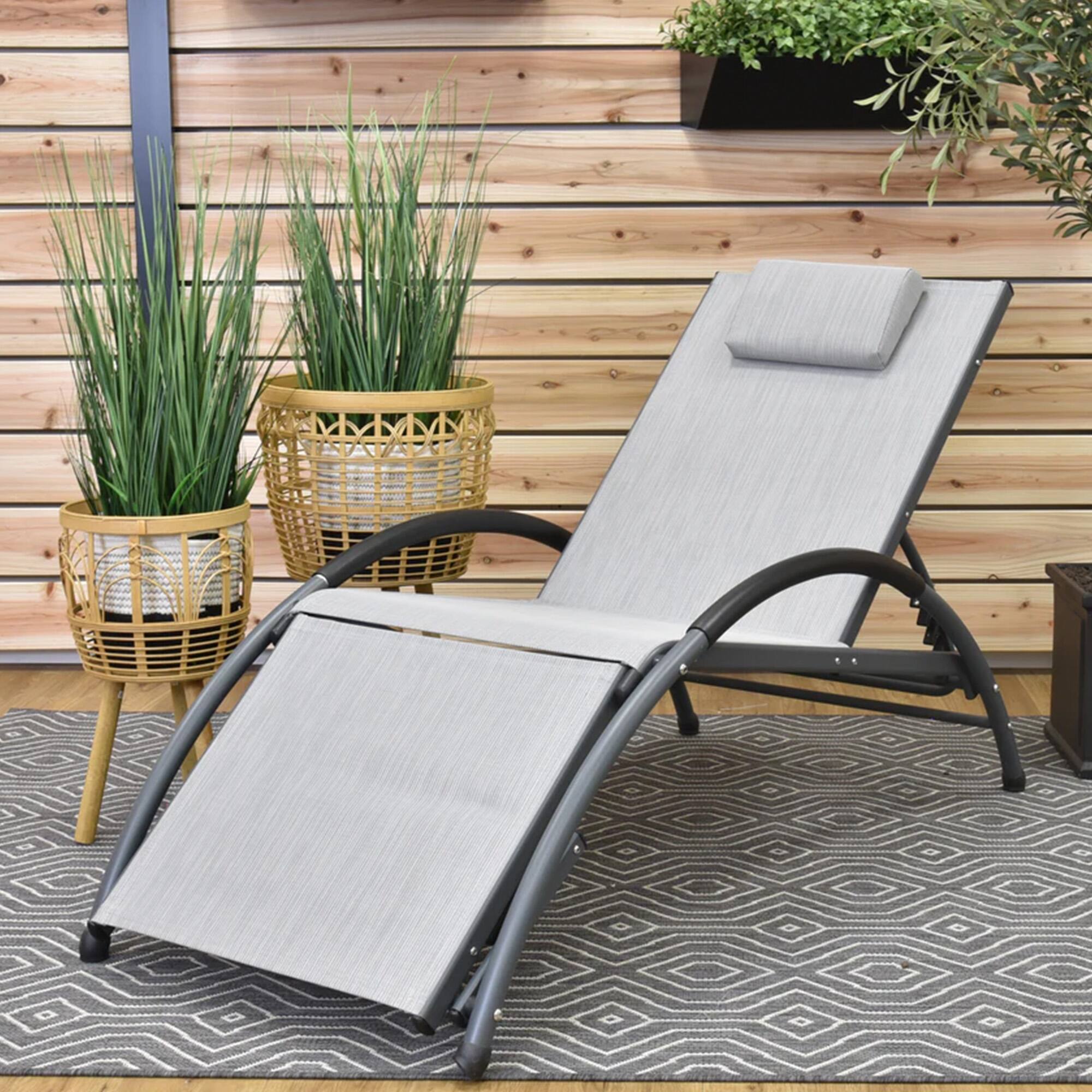 Alt View 4. Vivere - Vivere Aluminum Reclining Dockside Sun Lounger for Patio & Pool, Haven Gray - Haven Gray.