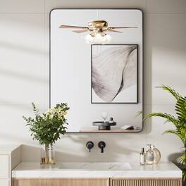 PAIHOME - Black Metal Framed Bathroom Mirror for Wall, Vanity Mirror for Modern Decorative - 22" x 30"