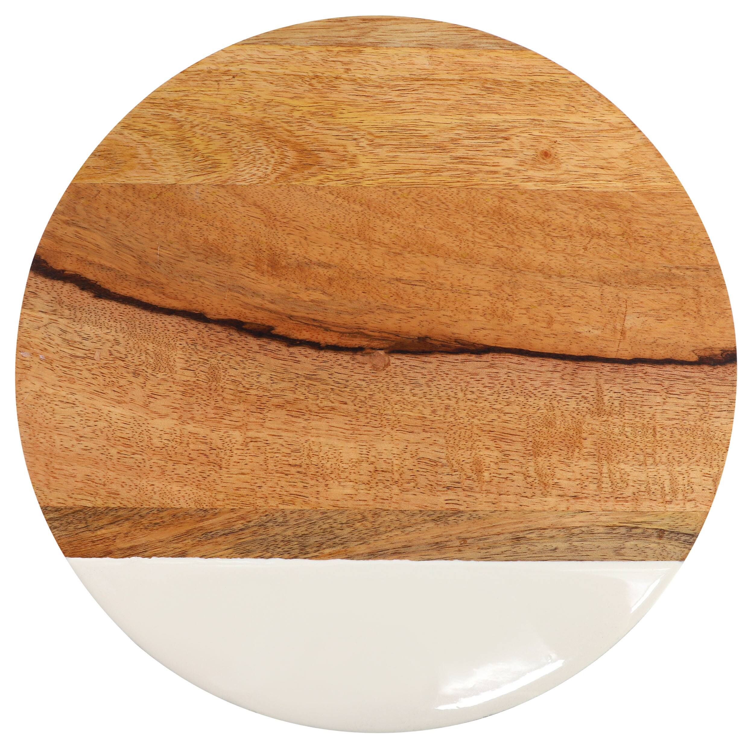 Front. Gibson - Gibson Home 12 Inch Duo Tone Round Wood Serving Board - Brown.