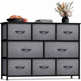 Sorbus - 8 Drawers Wide Dresser - Organizer Unit with Steel Frame, Wood Top, and Handle, and Fabric Bins - Black