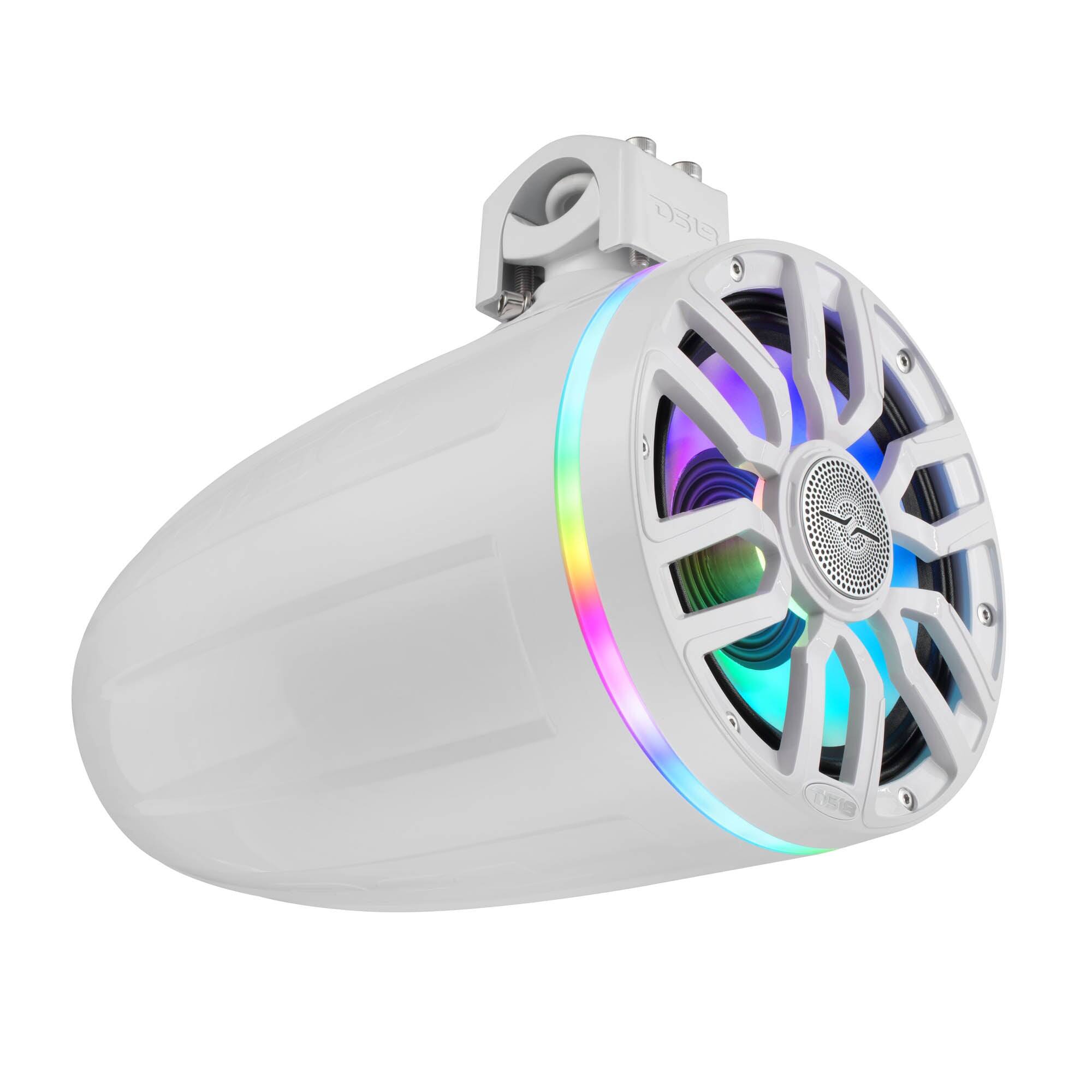 Angle. DS18 Audio - NXL-IQ 8" 2-way Coaxial Neodymium Speaker with Built-in Driver and Grille (Pair), 350W RMS 4-Ohm - White.