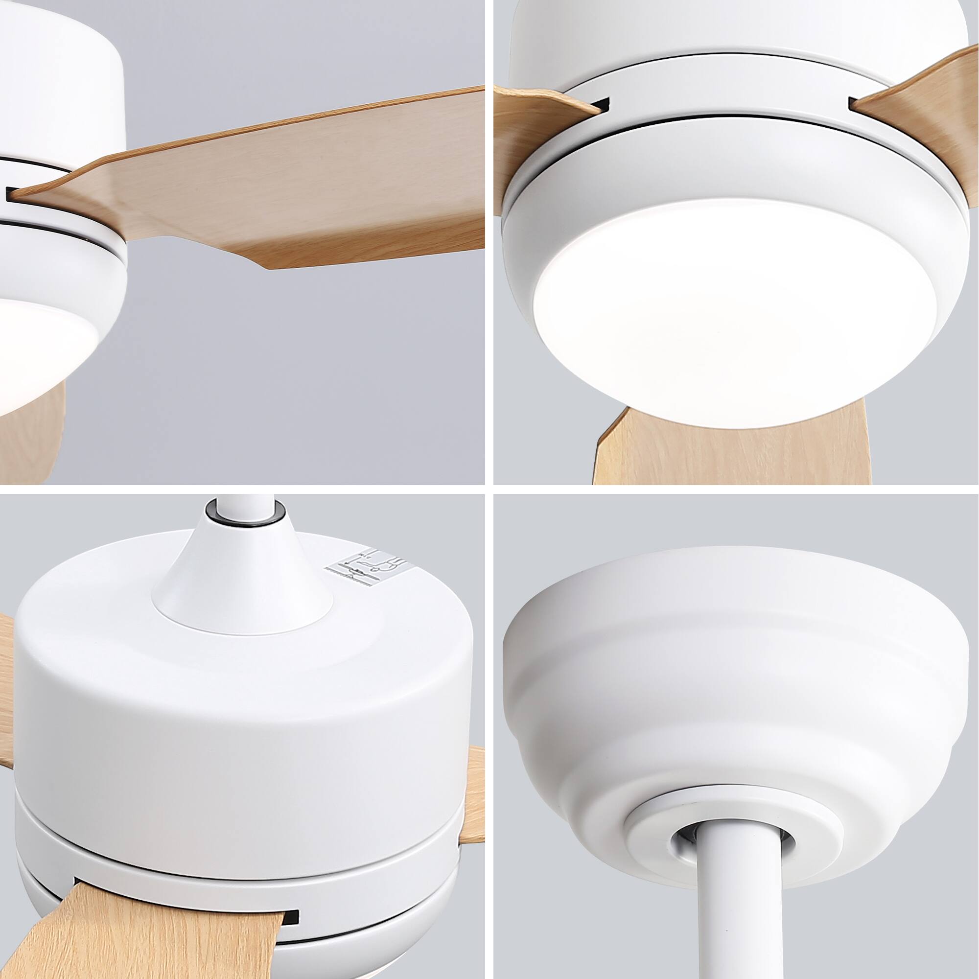 Alt View 3. Sofucor - 46'' Modern Ceiling Fans with Light and Remote & Strong Airflow Dimmable 6-Speed Timer Reversible DC Motor for Bedroom - White.