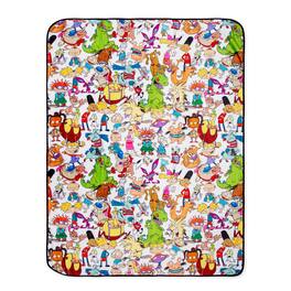 Surreal Entertainment - Nickelodeon Cartoon Collage Fleece Throw Blanket | 45 x 60 Inches - Multi-Color