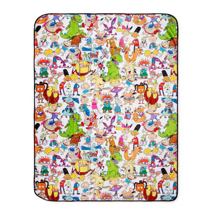 Front. Surreal Entertainment - Nickelodeon Cartoon Collage Fleece Throw Blanket | 45 x 60 Inches - Multi-Color.