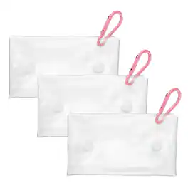 Unique Bargains - 3pcs Clear Coin Purse with Snap Hook, 3x4.7in Transparent PVC Card Holder, Waterproof for Candy Trinkets ID - Pink