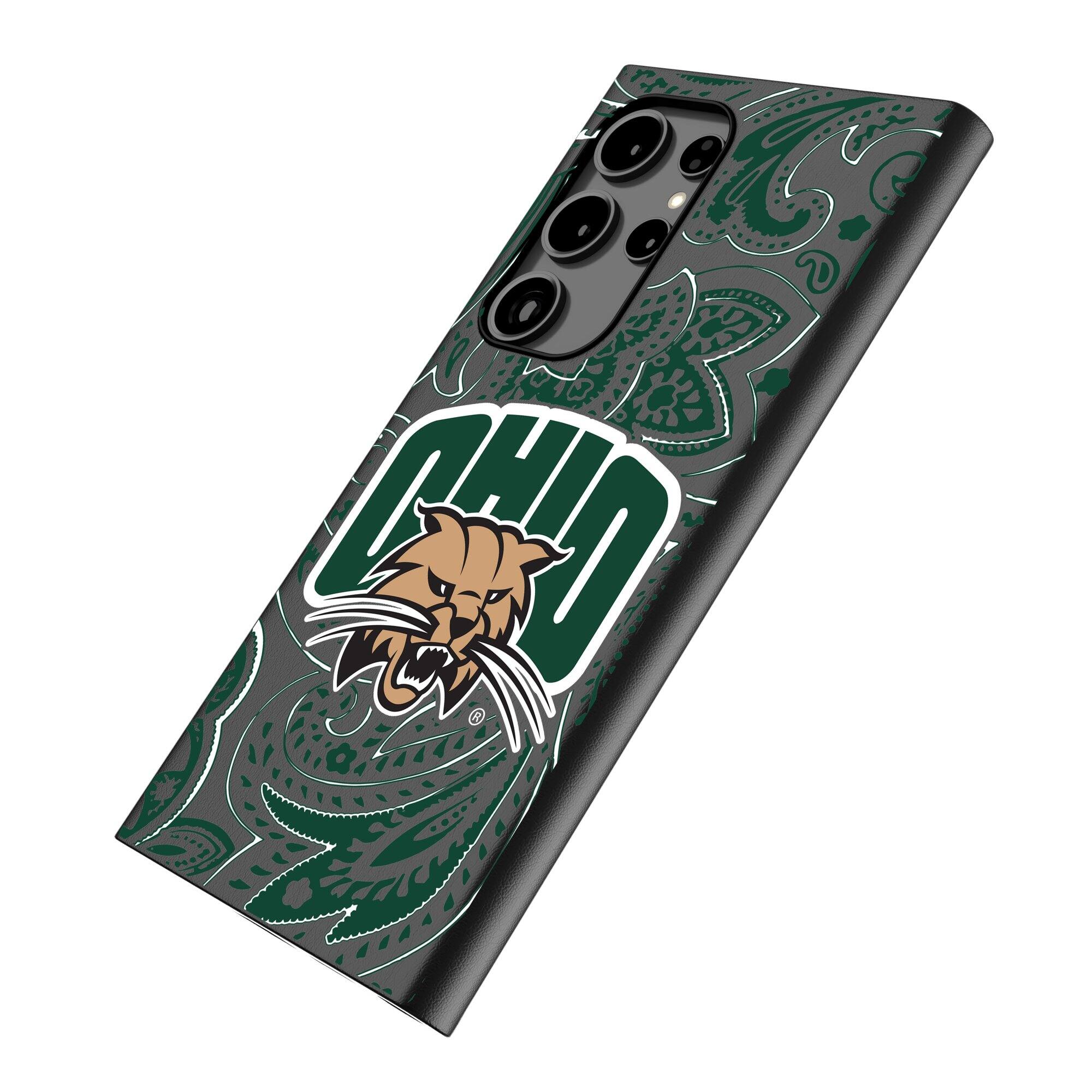Alt View 1. Keyscaper - Ohio Bobcats Paisley Galaxy Magnetic Bump Case - S25 Ultra - Black.