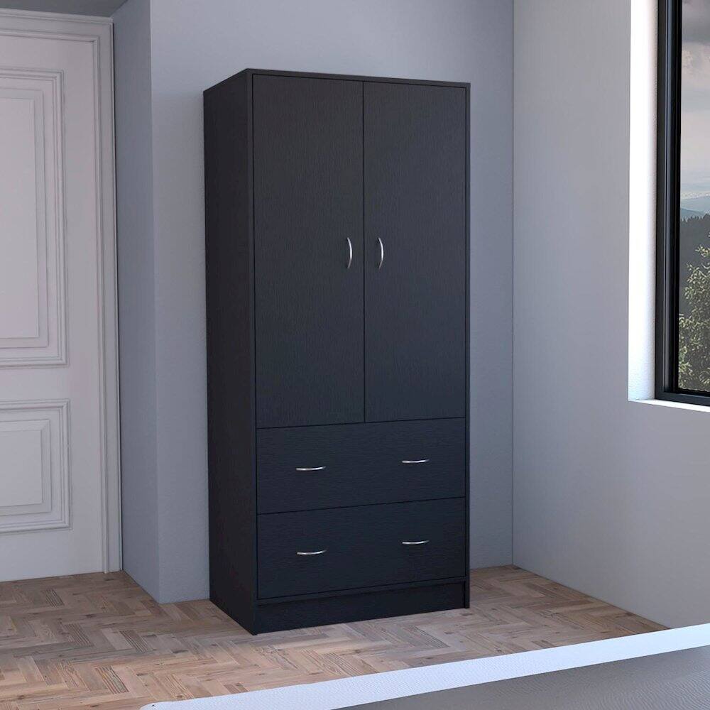 Alt View 2. TuHome - Taly Armoire Black MDF - White.