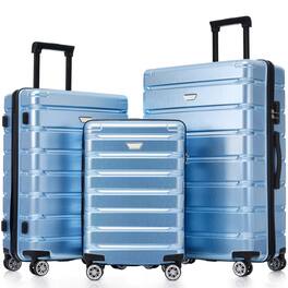 Ecooso - Hardshell Luggage Set 3 Piece, Durable ABS+PC Suitcase Set with Spinner Wheels for Travel (20/24/28 Inch) - Blue