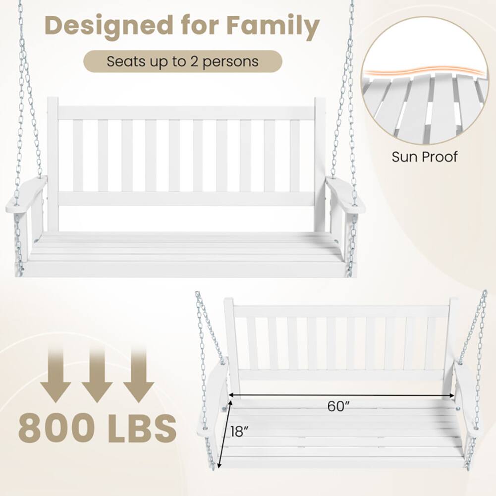 Designed for Family  
Seats up to 2 persons  
Sun Proof  
800 LBS  
18" x 60"
